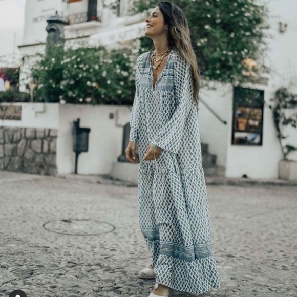 Zara Dresses & Skirts - Zara Blue and White Maxi Dress